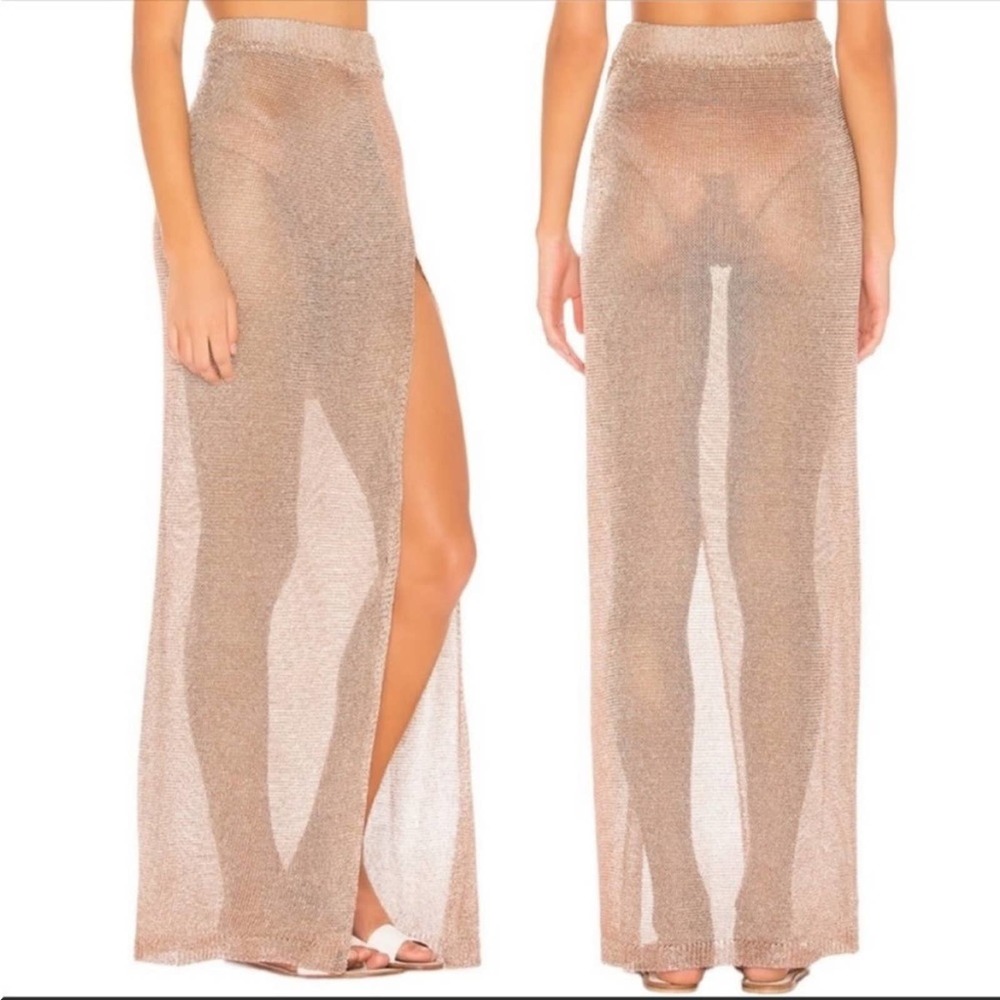 Superdown Keva metallic knit maxi skirt bronze - XS